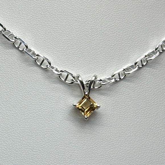 NC4 Genuine 1CT Princess Cut CITRINE Pendant Solid Sterling Silver S925 - Picture 7 of 8